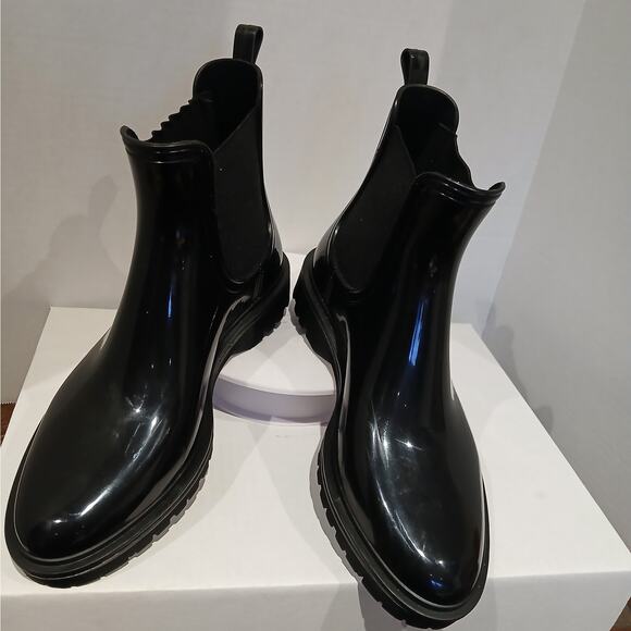 INC International Concept pull on Chelsea Style Black Short Rain Boots - 10 - Picture 10 of 10